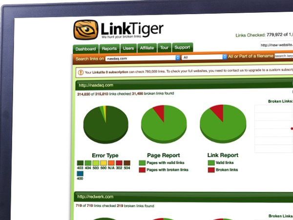 Tableau de bord LinkTiger