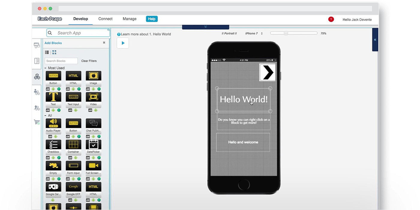 Meilleures plateformes et outils de création d'applications - EachScape