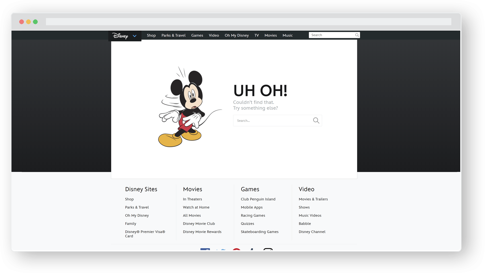 Page 404 et plus pour Disney